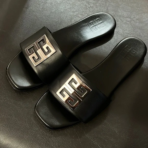 Givenchy Black Leather Sandals Givenchy 4G Leather Flat Sandals | Black | FARFETCH main image 4